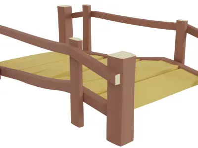 Bridge With Raling Low-poly 3D model