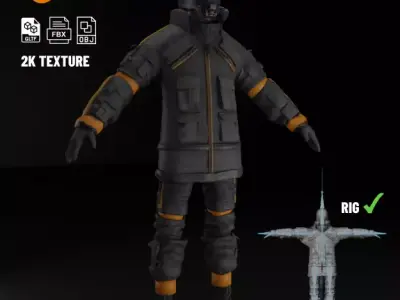 Cyberpunk Character Street Wear Low-poly 3D model