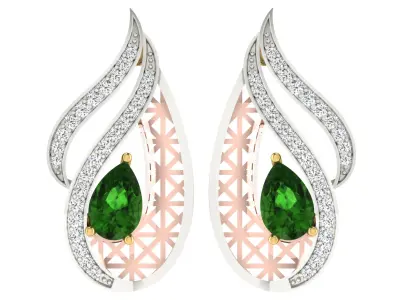 Women Pendant Earring Sets 3dm STL OBJ FBX Renders Details 3D print model 13