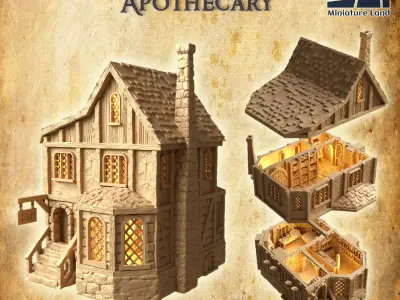 Medieval Apothecary Tabletop Terrain 28 MM 3D print model