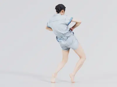 Asian Woman Wearing Light Blue Jeans 014 Low-poly 3D model