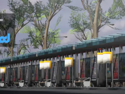 TW Street with bus stop 3D model