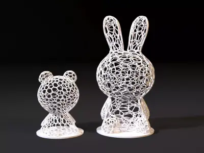 Figurine hare bear 3D print model