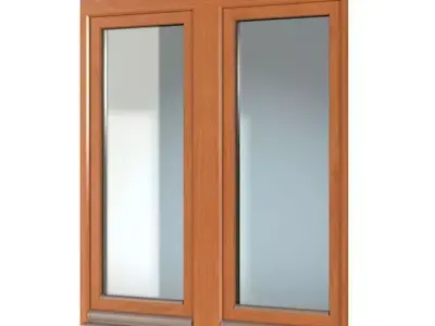 Brown wooden window 09 am109 3D model