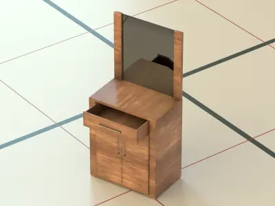 Stand 3D model PBR wooden cabinet Low-poly 3D model