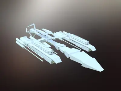 Sci-Fi War Spaceships collection Low-poly 3D model