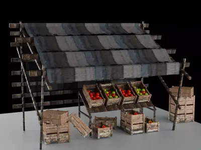 Mercado Medieval Low-poly 3D model