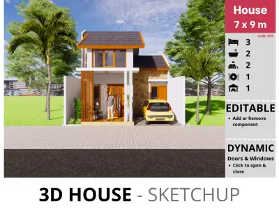 House 7x9m code 459- Sketchup 3D model 3D model 3D model