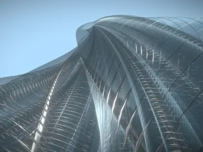 Tube Building Glass Cage 3D model