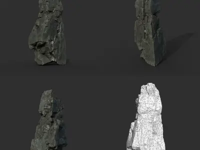 Low poly Sharp Black Cliff Modular 211126 Low-poly 3D model