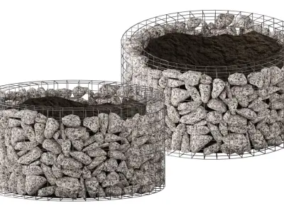 Gabion Flowerpot made of granite 3D model
