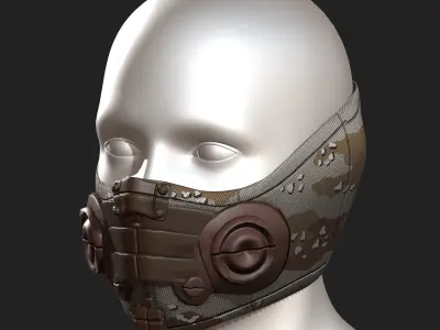 Gas mask respirator scifi futuristic 3d model  Low-poly 3D model 6