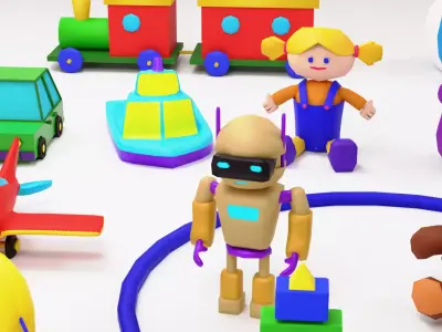 Lowpoly cartoon toys Pack Low-poly 3D model
