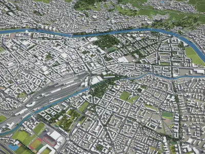 Innsbruck - 3D City Model Low-poly 3D model