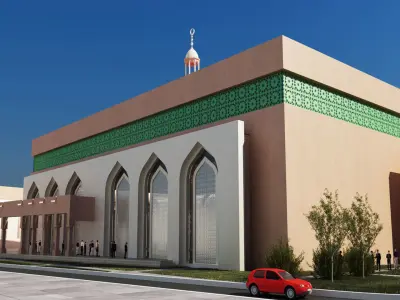 Mosque model religious worship building or masjid 3D model