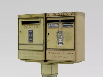 French Post Box Low-poly 3D model