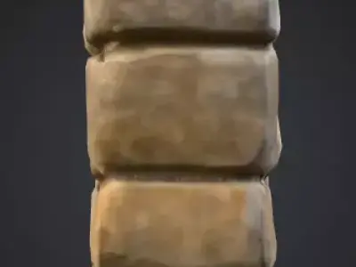 Stone Wall Low-poly 3D model