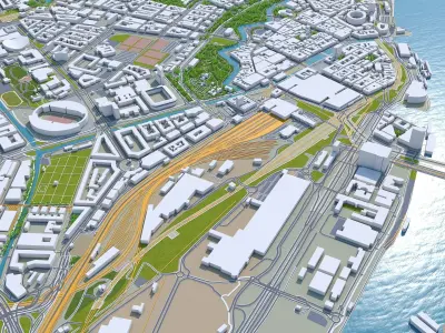 Gothenburg Downtown Sweden Low-poly 3D model