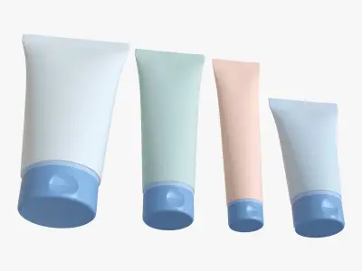 Cosmetics tube set 01 mockup 3D model