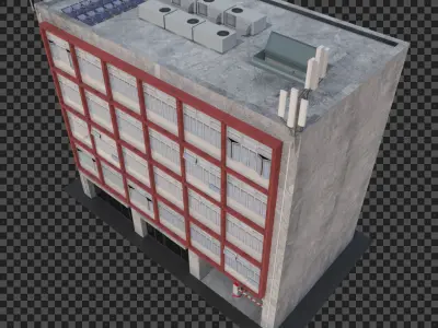 Low cost housing or residence block of flats 3D Model Pack