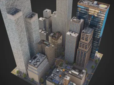 Realistic City District H18-A21 MAYA Low-poly 3D model