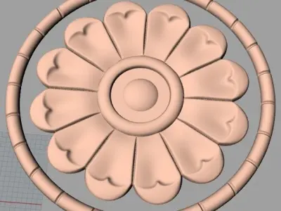 Furniture decoration round flower 3D STL model for CNC E930 3D model