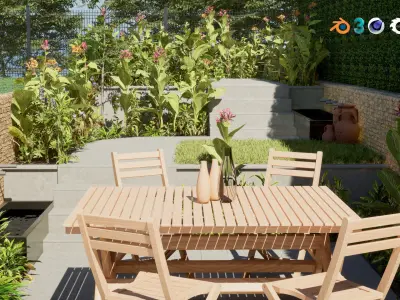 Terraced landscape garden 3D model