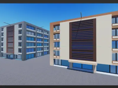 Low Poly Apartment Buildings Pack 2 Low-poly 3D model