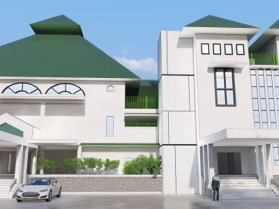 3 Storey Mosque Design 35x40m  SketchUp Only 3D model