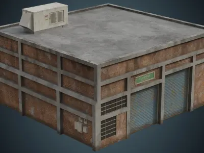Industrial Building 1B Low-poly 3D model