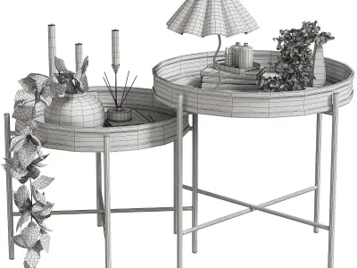 Table bouquet and items 3D model