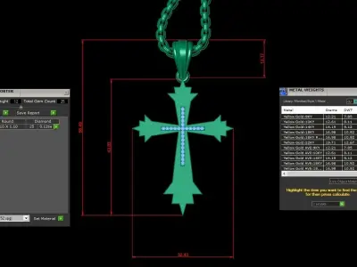 High Cross Pendant Light Gold 18K 3CP033 3D print model