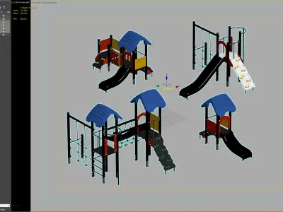 Modern Playground Slide and Climbing Set 3D model