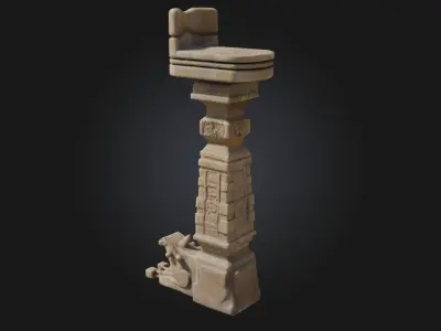 Ancient Pillar with Mythical Creature  Enigmatic Relic  3D model