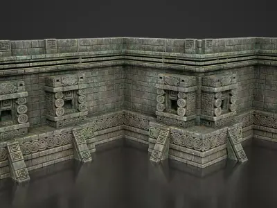 Mayan Temple Wall Modulars 09 250726 Low-poly 3D model
