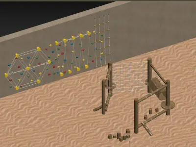 Outdoor Playground Climbing Set for Kids 3D Model 3D model