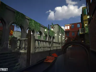 Venice street - modular city Low-poly 3D model