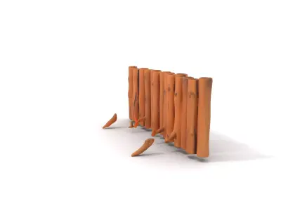 Rustic Wooden Fence model pack Low-poly 3D model