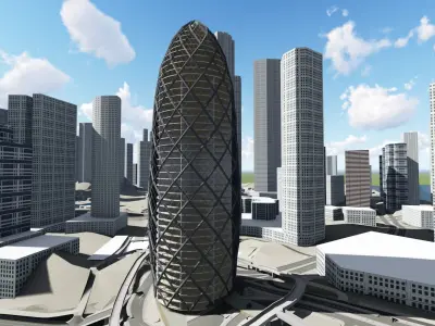 Glazed modern skyscraper 3D model