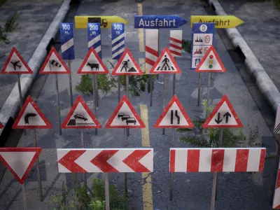 European Street Signs 170 Variations Low-poly 3D model