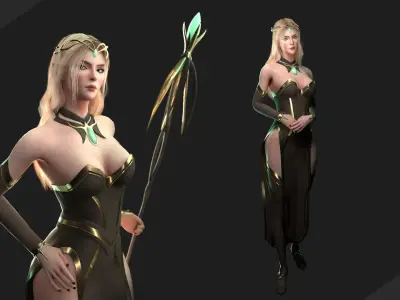 Elf Sorcerer - Game Ready Low-poly 3D model