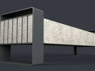 Modern Outdoor Bench 71 PBR Game Ready Low-poly 3D model