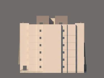 residential 5 storyes building 4 apartment 3D model