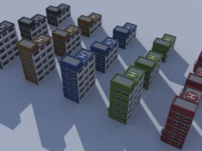 Cartoon Building Low Poly Building Commercial Police Station Low-poly 3D model
