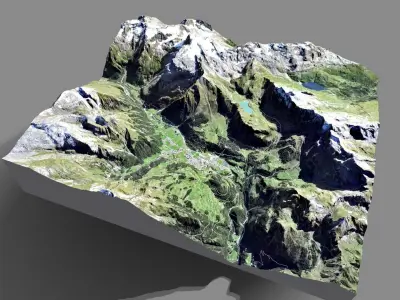 Mountain landscape and city   Engelberg Switzerland 3D model
