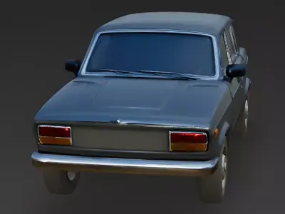 Stylized Charcoal Sedan 3D Model Low-poly 3D model