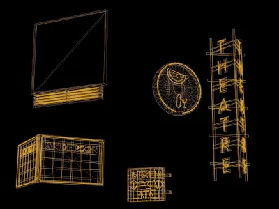 Billboard Set Low Poly Game Ready coca cola sign Low-poly 3D model