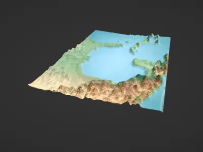 Gulf Of Mexico Map Topography Low-poly 3D model