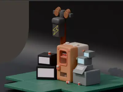 Game scene Free low-poly 3D model
