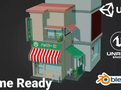 Japanese Stores Low-poly 3D model